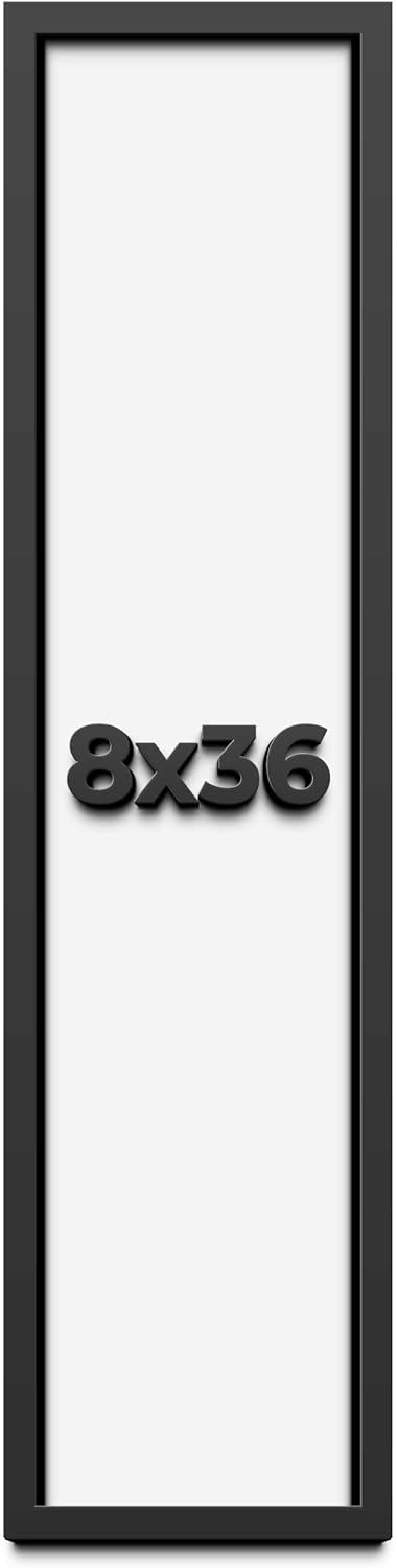 8x36 Shadow Box Frame Black | 1 Inch Deep Solid Wood Shadowbox Display Frame | UV Resistant Acrylic Plexiglass, Acid Free Backing, and Hanging Hardware | Dugan Picture Frame Style