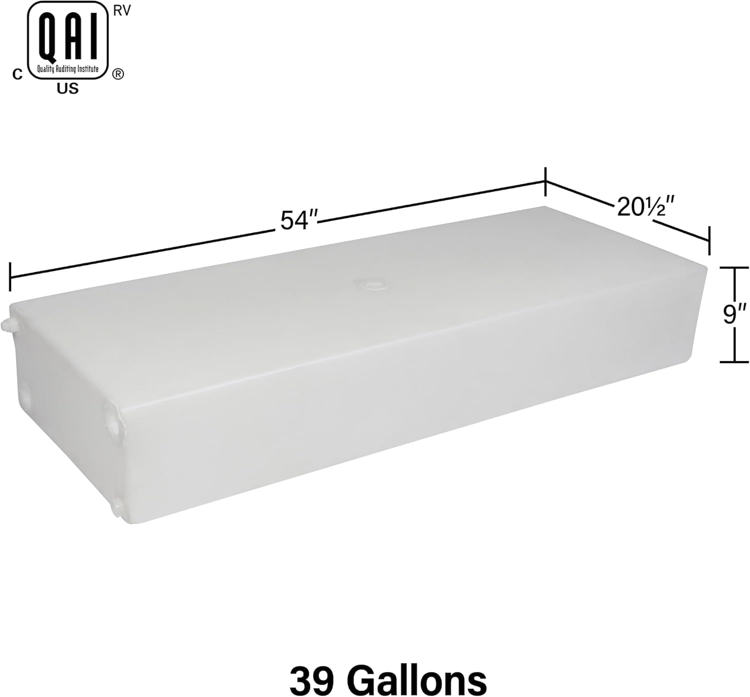 39 Gallon RV Fresh Water Tank, Potable Water Storage Tank for Drinking, Cooking, Cleaning, Showering, for Campers, Trailers, Motorhomes, RVs, Cube Shape, 54" x 20.5" x 9" (WT-0199)