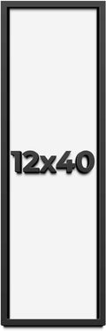 12x40 Shadow Box Frame Black | 1 Inch Deep Solid Wood Shadowbox Display Frame | UV Resistant Acrylic Plexiglass, Acid Free Backing, and Hanging Hardware | Dugan Picture Frame Style
