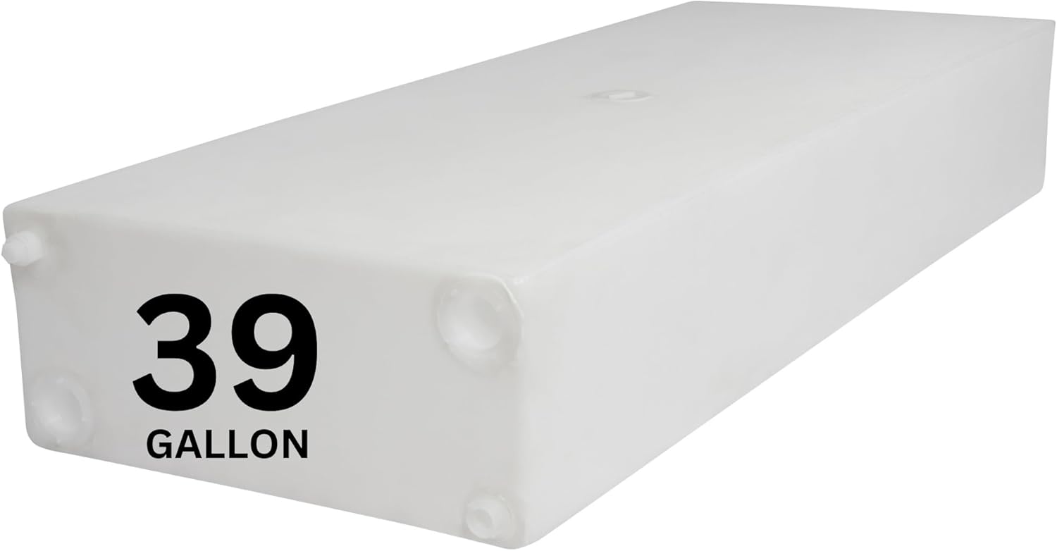 39 Gallon RV Fresh Water Tank, Potable Water Storage Tank for Drinking, Cooking, Cleaning, Showering, for Campers, Trailers, Motorhomes, RVs, Cube Shape, 54" x 20.5" x 9" (WT-0199)