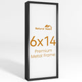 6x14 Aluminum Metal Picture Frame,Tempered Glass Black Photo Frame 6x14 for Family Photo,Posters,Art,Document to Wall Mount Horizontally or Vertically