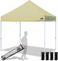 Eurmax USA 8'x8' Pop Up Canopy Tent Commercial Instant Canopies with Heavy Duty Roller Bag,Bonus 4 Sand Weights Bags (Beige)