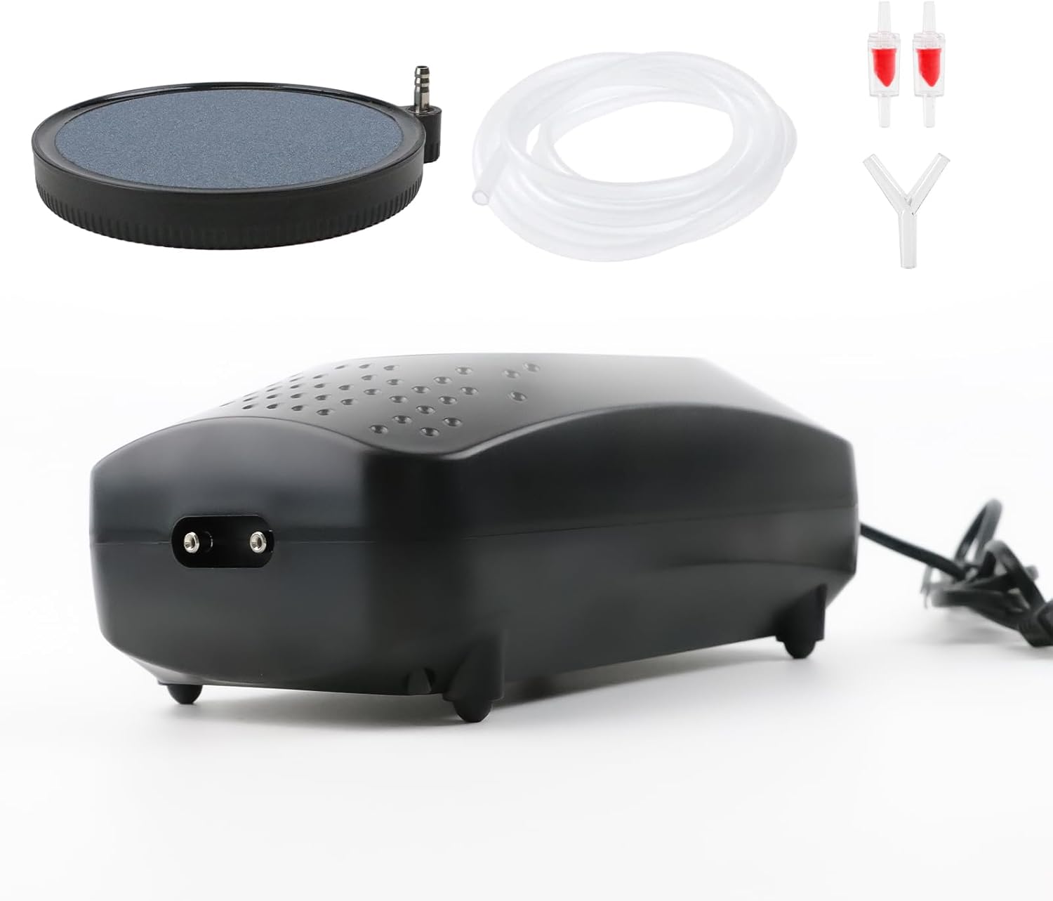Coospider Upgrade 12W Aquarium Air Pump, Ultra Quiet Aquarium Bubbler, Dual Outlet Fish Tank Bubbler Adjustable Airflow for Large Aquarium Oxygen Generator with Air Stone for 20-600 Gallon