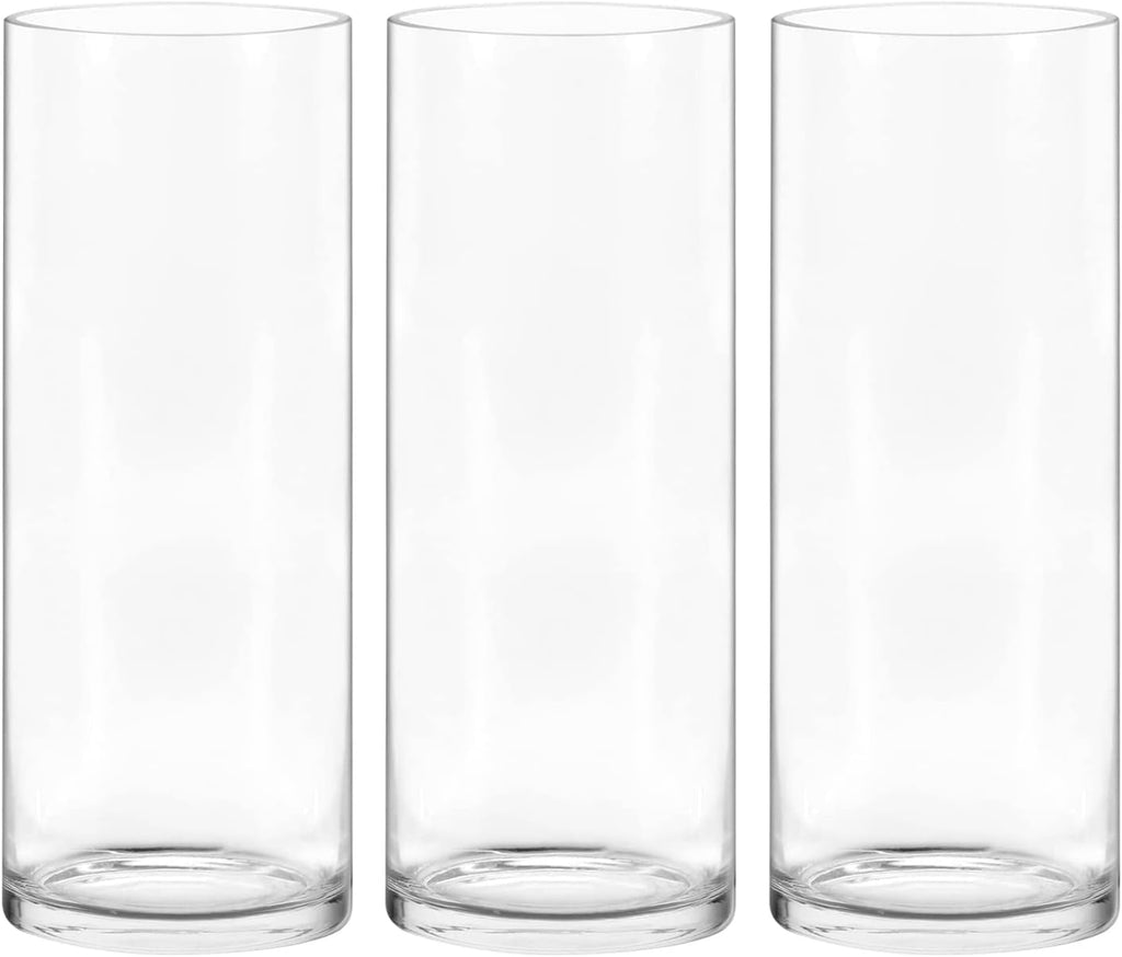10 Inch Tall Cylinder Vases,Set of 3 Glass Vase for Centerpieces,Clear Flower Vase Decorative Floral Vase for Home Decor,Candle Holder,Wedding Favors(4" W X 10" H)