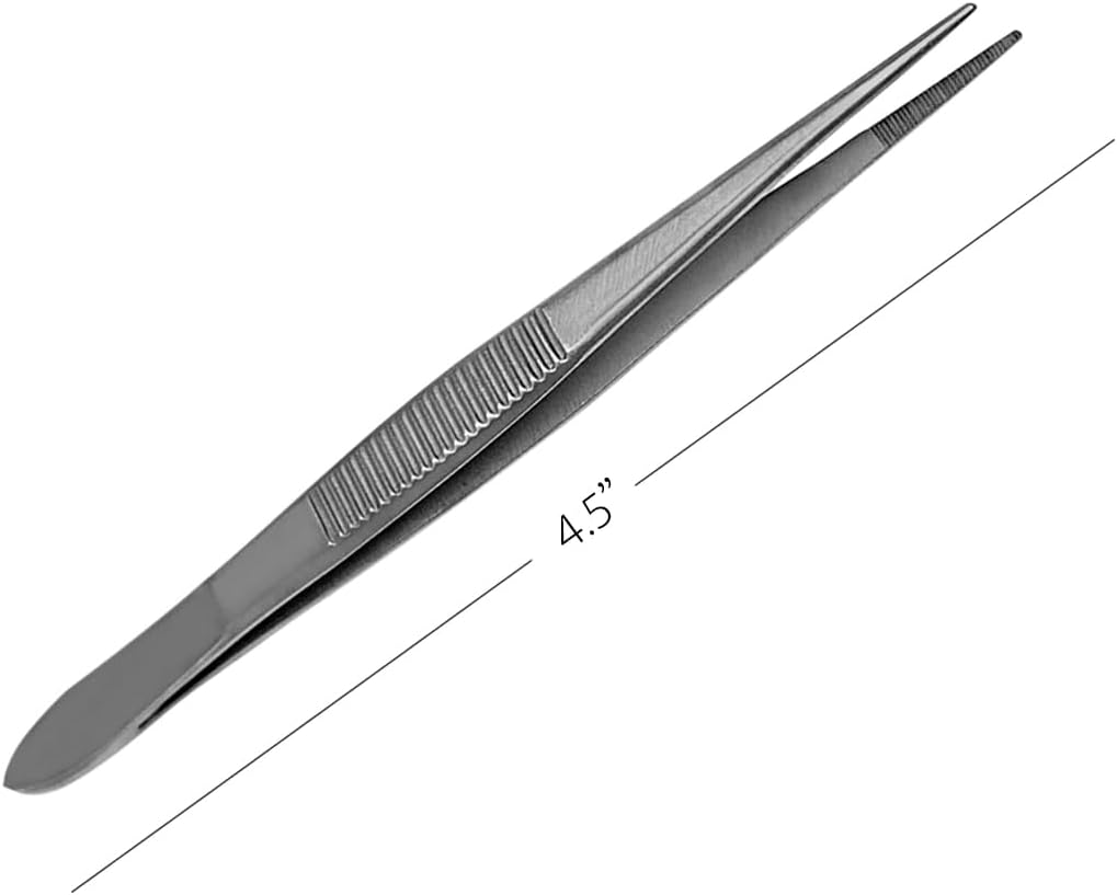Splinter Forceps - Fine Point - Tweezers Stainless Steel Straight & Curved (Straight 4.50")