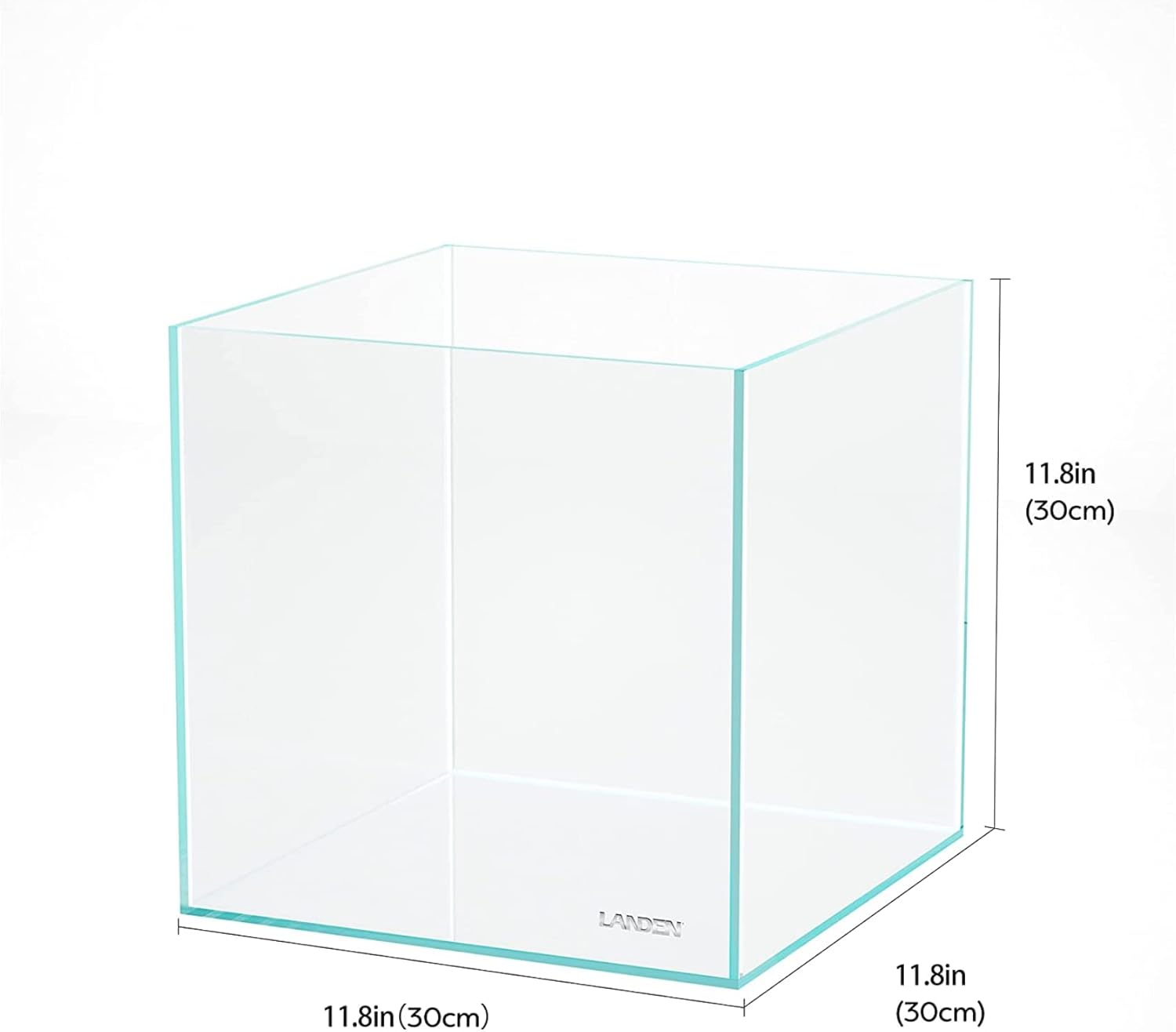 Landen 30C 6.6 Gallon Rimless Low Iron Aquarium Tank, W11.8×D11.8×H11.8 in(30x30x30cm) 5mm Thickness with Nano Foam Leveling Mat Included