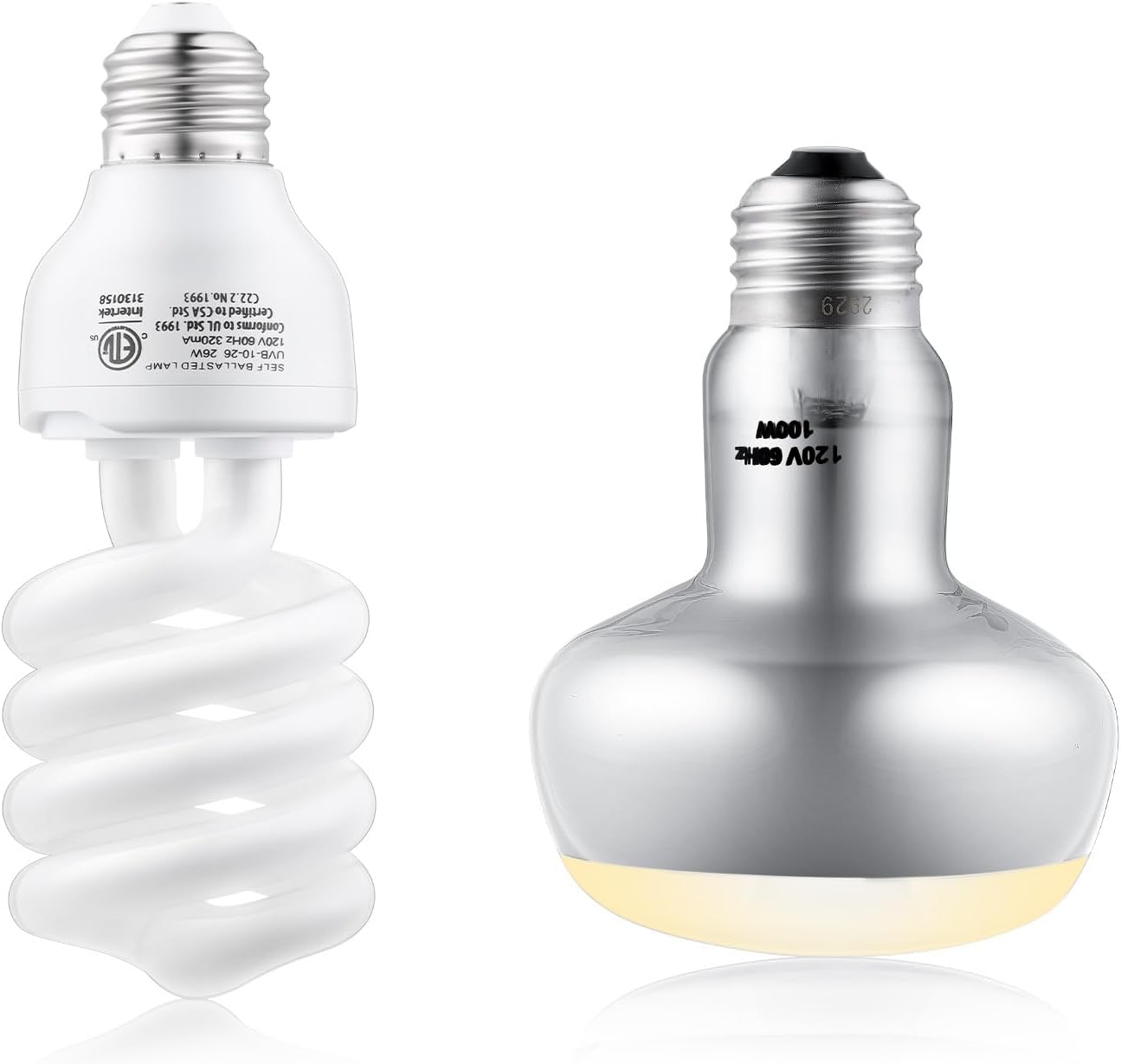 DXOPHIEX 100W Reptile Heat Lamp and 26W 10.0 UVB Bulb Combo Pack, UVA Basking Bulb and UVB Light for Reptiles, Basking Light for Bearded Dragon, Turtles, Snake and Lizard