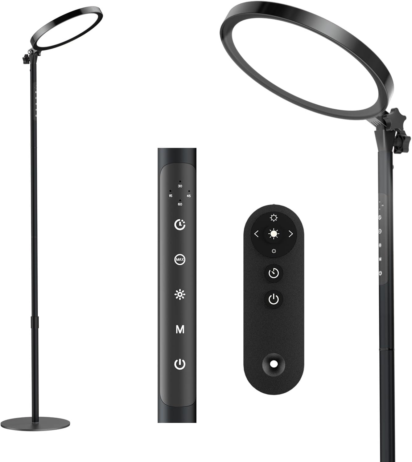 Light Therapy Lamp,12000 Lux UV-Free Sun Lamp Full Spectrum Sunlight Lamp with 12" Panel/71 High/4 Color Temperature/5 Brightness/Remote Control, 2 in 1 Retractable Floor Light Therapy Lamp