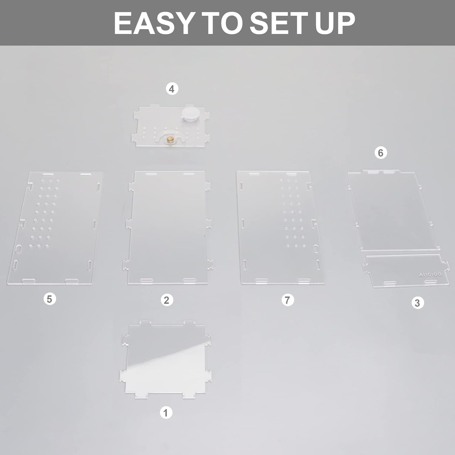 Aiicioo Micro Habitat Terrarium Enclosure 4x4x8 Inches Tarantula Enclosure Box Insect Habitat Clear Acrylic Reptile Feeding Tank for Jumping Spiders Insect Small Tree Dwelling Reptiles