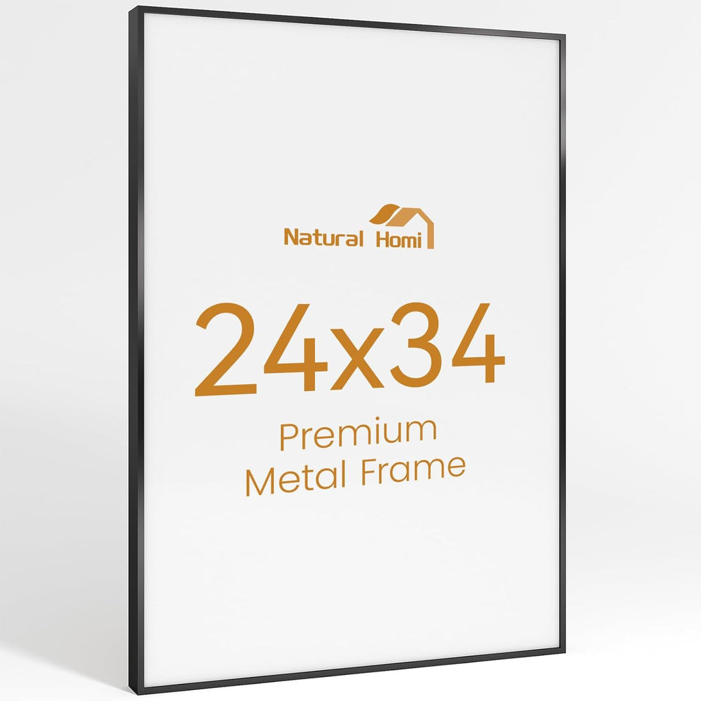24x34 Aluminum Metal Picture Frame,Tempered Glass Black Photo Frame 24x34 for Family Photo,Posters,Art,Document to Wall Mount Horizontally or Vertically