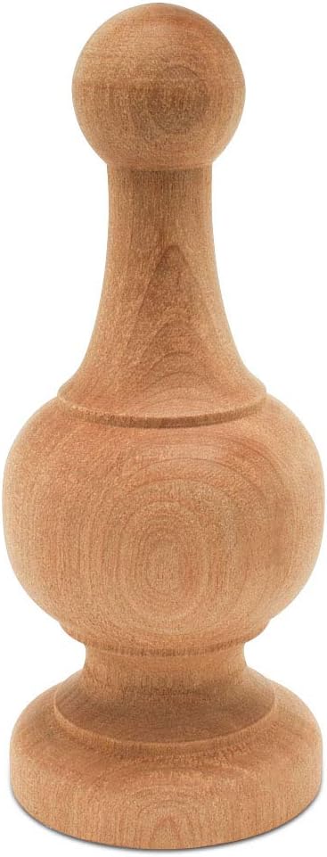 Unfinished Wood Finials Decorative, 4-1/4 inch, for Bed Post Finial, Curtain Rod Finials, Flagpole Topper, and Crafts, Pack of 2 Large Craft Finials, by Woodpeckers