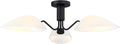 MEXO Modern Black 3-Light Ceiling Light with Opal White Glass Shade Semi Flush Mount Ceiling Light for Living Room Hallway Sputnik Chandelier Lighting Fixture