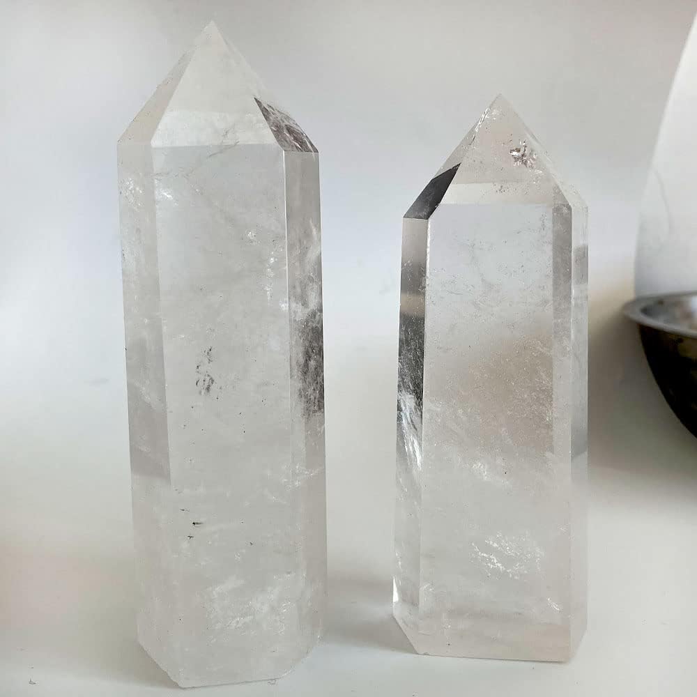 Big Natural Crystal Large Clear Quartz Point Lemurian Seed Crystal Healing Obelisk Home Decor (5-6inch)