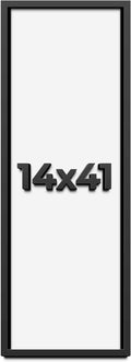 14x41 Shadow Box Frame Black | 1 Inch Deep Solid Wood Shadowbox Display Frame | UV Resistant Acrylic Plexiglass, Acid Free Backing, and Hanging Hardware | Dugan Picture Frame Style