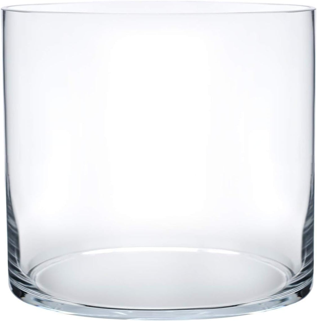 Royal Imports Flower Glass Vase Decorative Centerpiece for Home or Wedding - Cylinder Shape (8" Wide x 8" Tall, Clear)
