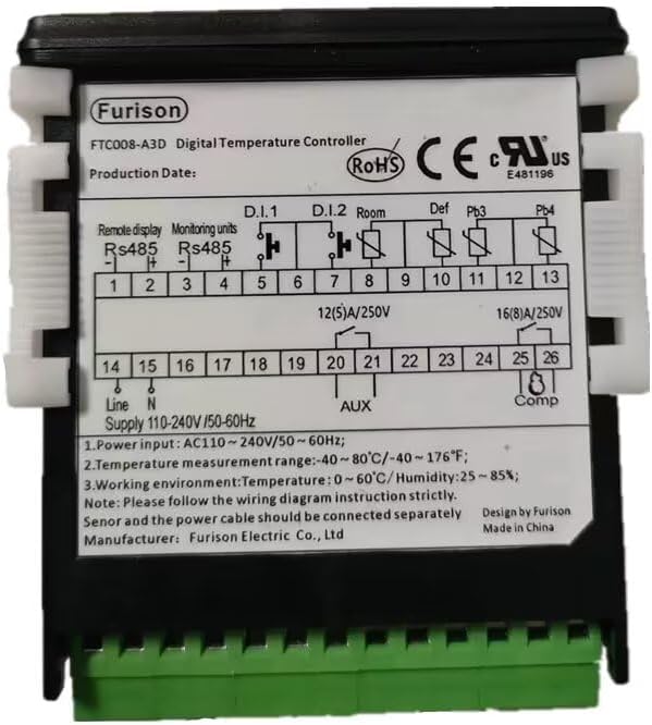 UL&CE Digital Temperature Controller -40℉-176℉ Refrigeration Heating Cooling Incubator Thermostat with 2 Relays Output 4 NTC or PT1000 Probe Inputs
