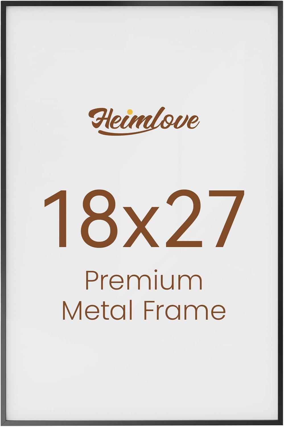 Heimlove 18x27 Metal Picture Frame,Black Aluminum Wall Gallery Poster Puzzles Artwork frames-Real Tempered Glass,Mounting Horizontally or Vertically Decor for Wall-1Pack