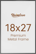 Heimlove 18x27 Metal Picture Frame,Black Aluminum Wall Gallery Poster Puzzles Artwork frames-Real Tempered Glass,Mounting Horizontally or Vertically Decor for Wall-1Pack