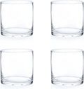Enova Floral Set of 4 Clear Glass Cylinder Vase, 6W x 6H Inches Round Flowers Vase, Pillar Candle Floating Candle Holders Vase, Small Floral Glass Vase for Home Office Decor, Wedding Centerpiece