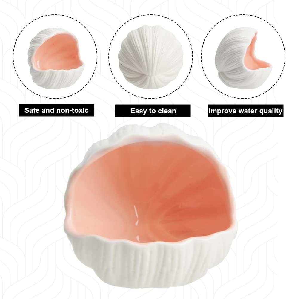 RUIAN Cute Aquarium Decorations Ceramic Conch Shell-Shaped House Thematic Betta Fish Tank Accessory Decor Ornament Hideout Cave for Fish Playing or Hiding,Hamster House,Craft Projects (Pink)