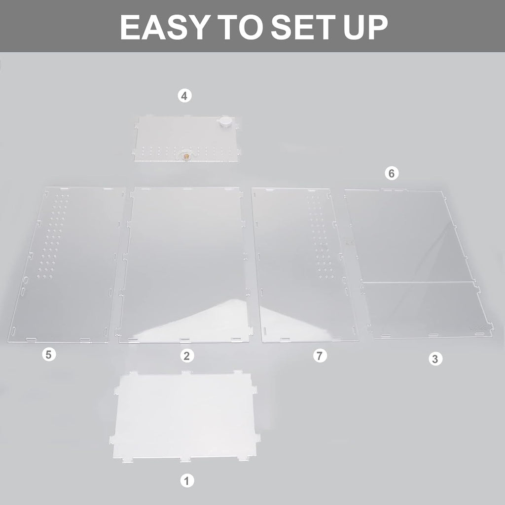 Aiicioo Micro Habitat Terrarium Enclosure 8x6x14 Inches Tarantula Enclosure Box Insect Habitat Clear Acrylic Reptile Feeding Tank for Jumping Spiders Insect Small Tree Dwelling Reptiles