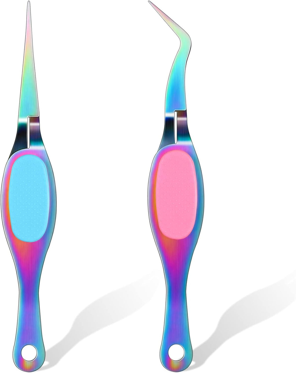Chumia Reverse Tweezers Craft Crossing Lock Tweezers Reverse Grip Precision Curved Bent Straight Fine Tip for Craft Jewelry Beading Electronic Laboratory Work(Multi-color)