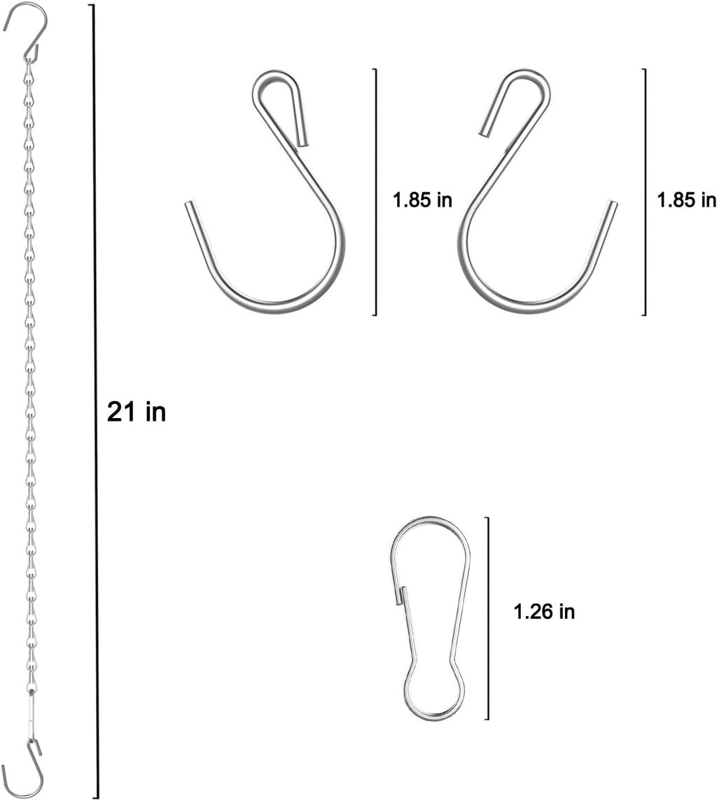 Adjustable Hanging Chain with Hooks, 21 Inch, Silver - 8 Pack Heavy Duty for Hanging Grow Lights, Christmas Wreath, Neon Sign, Indoor Plants, Bird Feeders