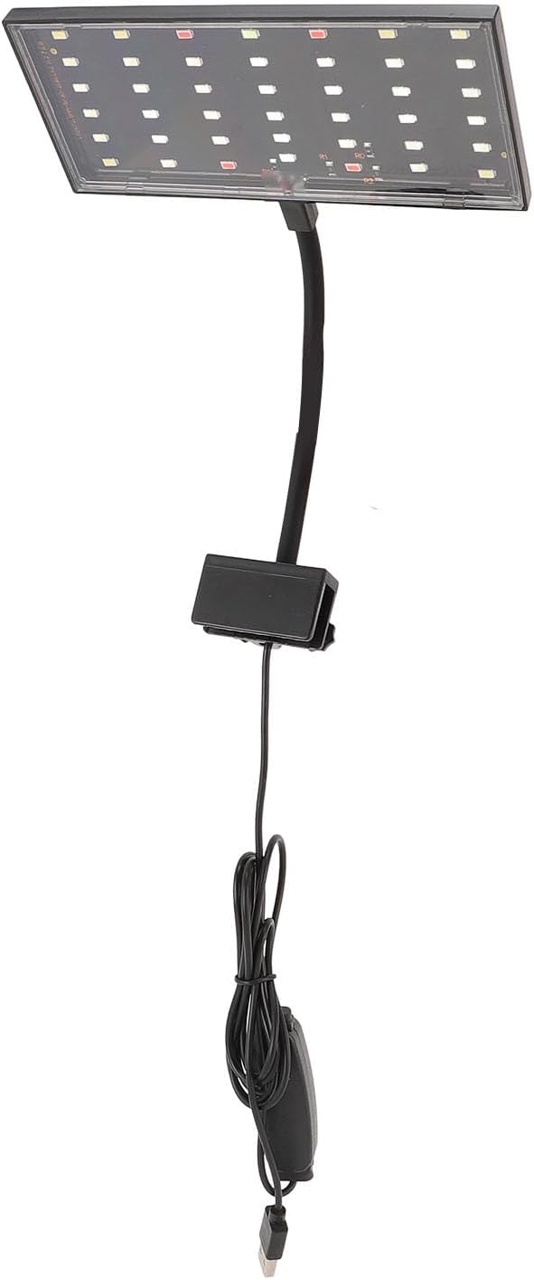 BAFOVY Clip On Aquarium Light, Fish Clip On USB Powered LED Dimmable 10 Speed Brightness Timing Control Fish Clamp Light for Home Indoor