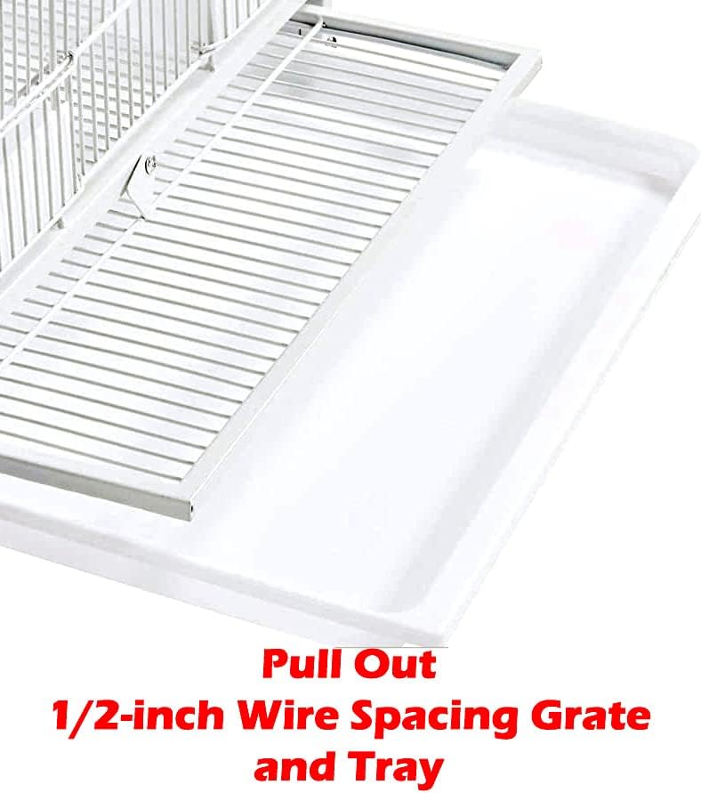 Combo Breeding Stacker Center Divided Breeder Bird Flight Double Rolling Cage with Side Breeding Nest Door (White, Triple Stack)