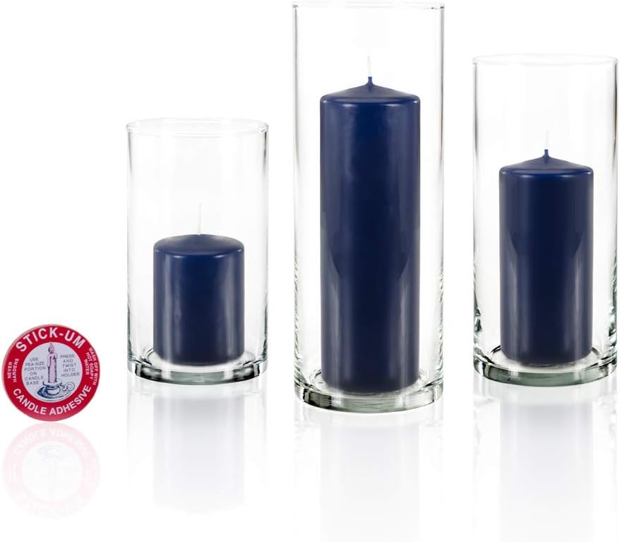 yummi Set of 36 Slim Pillars and Cylinder Vases - Navy Blue