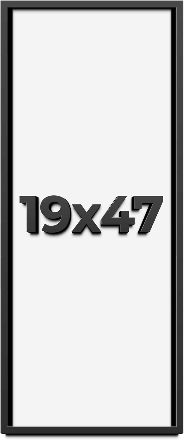 19x47 Shadow Box Frame Black | 1 Inch Deep Solid Wood Shadowbox Display Frame | UV Resistant Acrylic Plexiglass, Acid Free Backing, and Hanging Hardware | Dugan Picture Frame Style