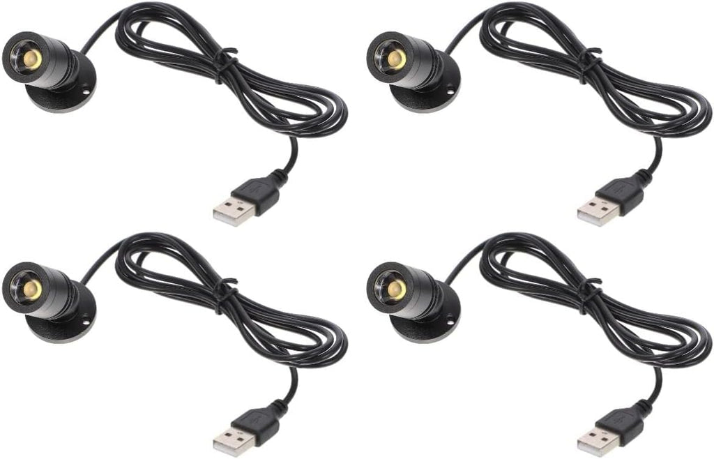 Jorunhe 1.5w White LED Mini Surface Mounted Light Jewelry Cabinet Lamp Spotlight Ac85-265v (Black 4pcs)