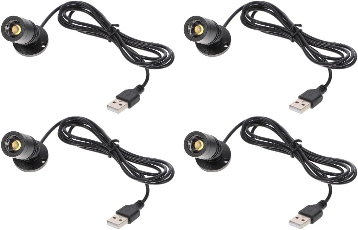 Jorunhe 1.5w White LED Mini Surface Mounted Light Jewelry Cabinet Lamp Spotlight Ac85-265v (Black 4pcs)