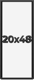 20x48 Shadow Box Frame Black | 1 Inch Deep Solid Wood Shadowbox Display Frame | UV Resistant Acrylic Plexiglass, Acid Free Backing, and Hanging Hardware | Dugan Picture Frame Style