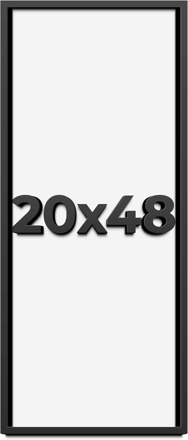 20x48 Shadow Box Frame Black | 1 Inch Deep Solid Wood Shadowbox Display Frame | UV Resistant Acrylic Plexiglass, Acid Free Backing, and Hanging Hardware | Dugan Picture Frame Style