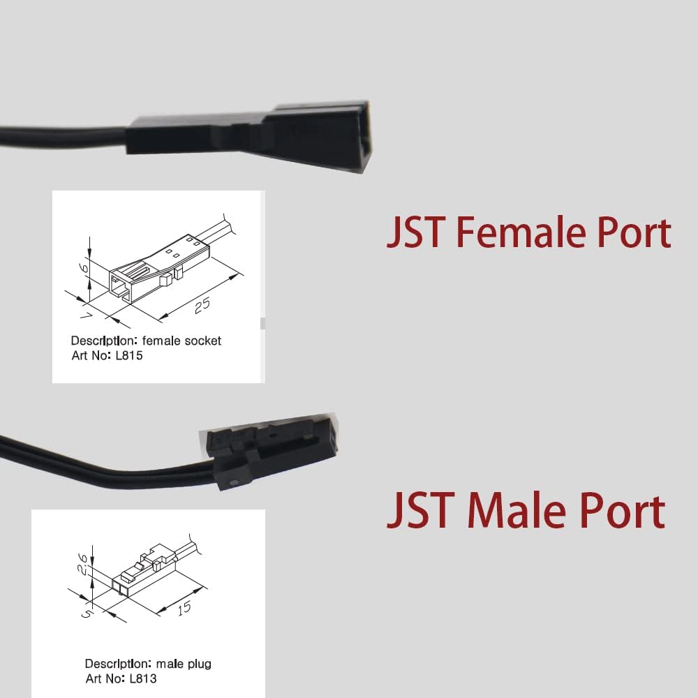 VST 6.56 ft Flexible Extendable Cables with 12V JST Connector Male and Female 12V Puck Lights, Led Strip Light, 12V Driver