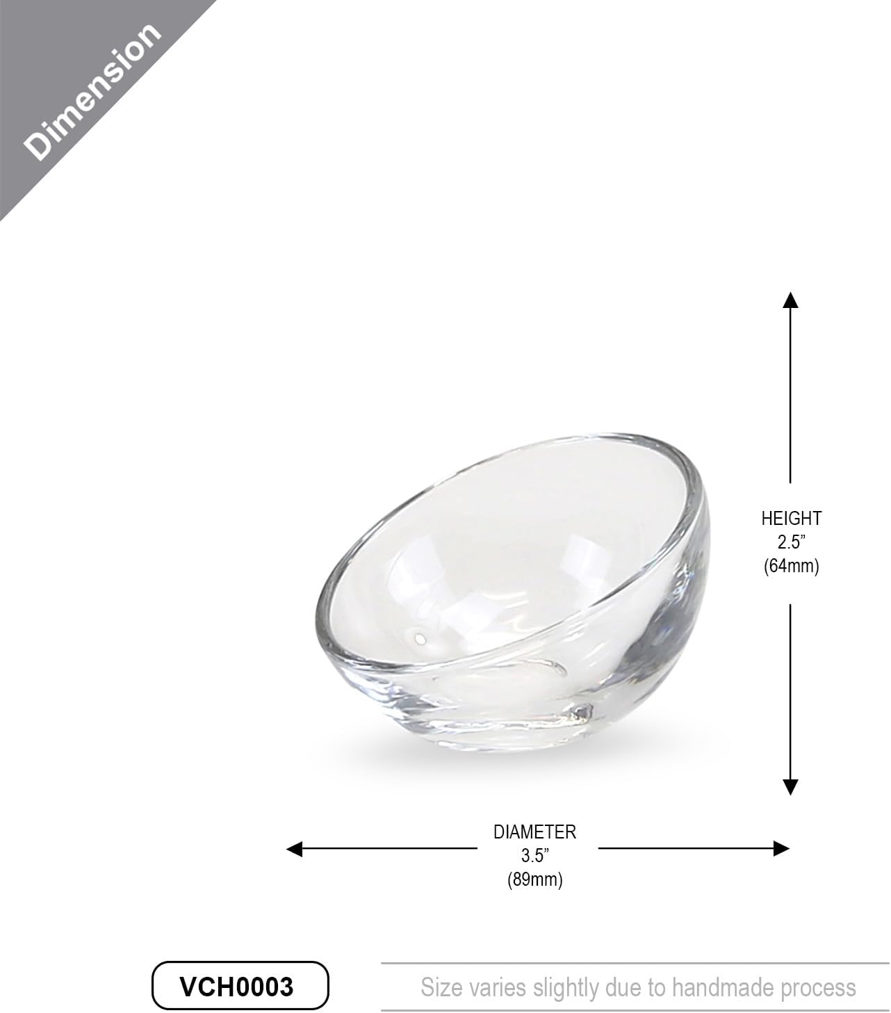 WGVI 6 Pieces Clear Glass Tea Light Votive Candle Holders, Width 3.25", Height 2.5", Small Slant Cut Dish Bowl Design, Container, Tiny Planter Terrarium, Tabletop Décor