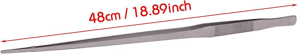 Extra Long Tweezers 18.9 Inch - FEITA Stainless Steel Straight Tweezer Tongs for Aquarium Fish Tank Plants