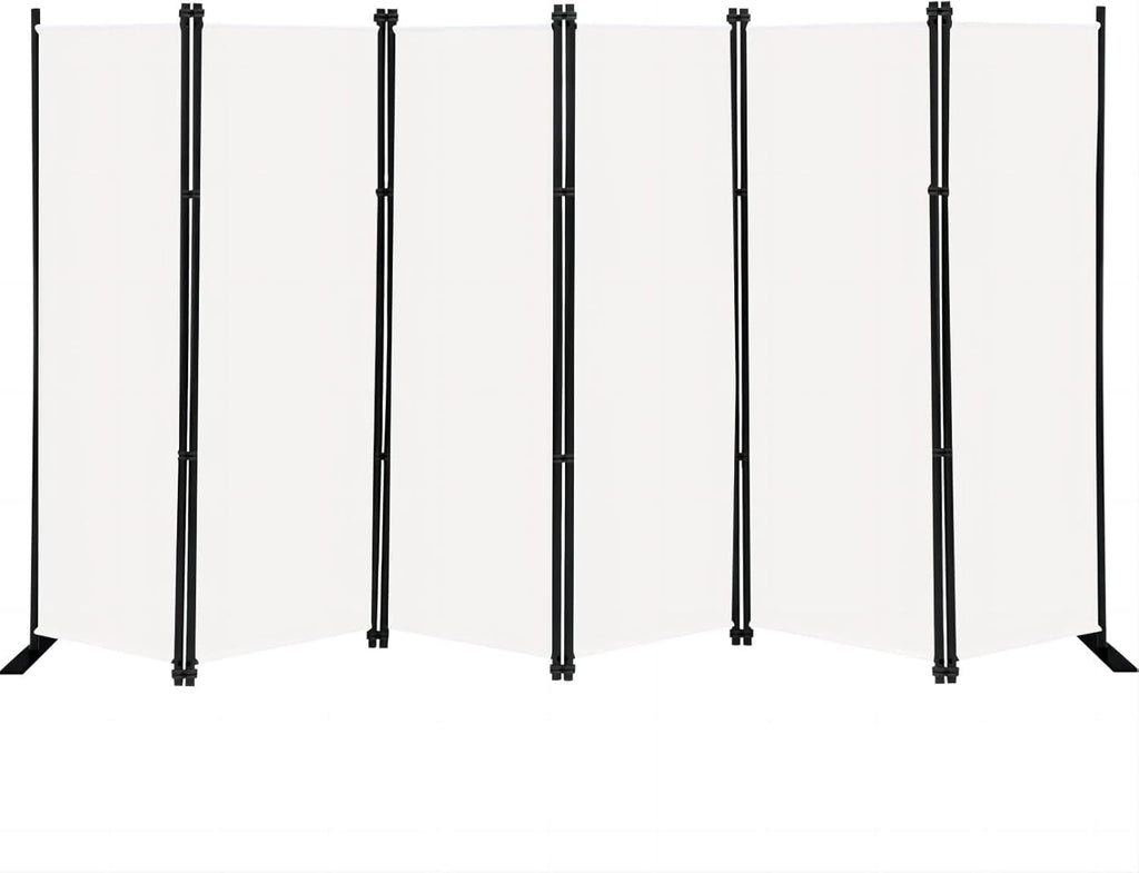MAYOLIAH 6 Panel Folding Privacy Screen 9ft Wide, 6ft Tall Partition Room Divider Portable Office Walls Dividers Panel, White