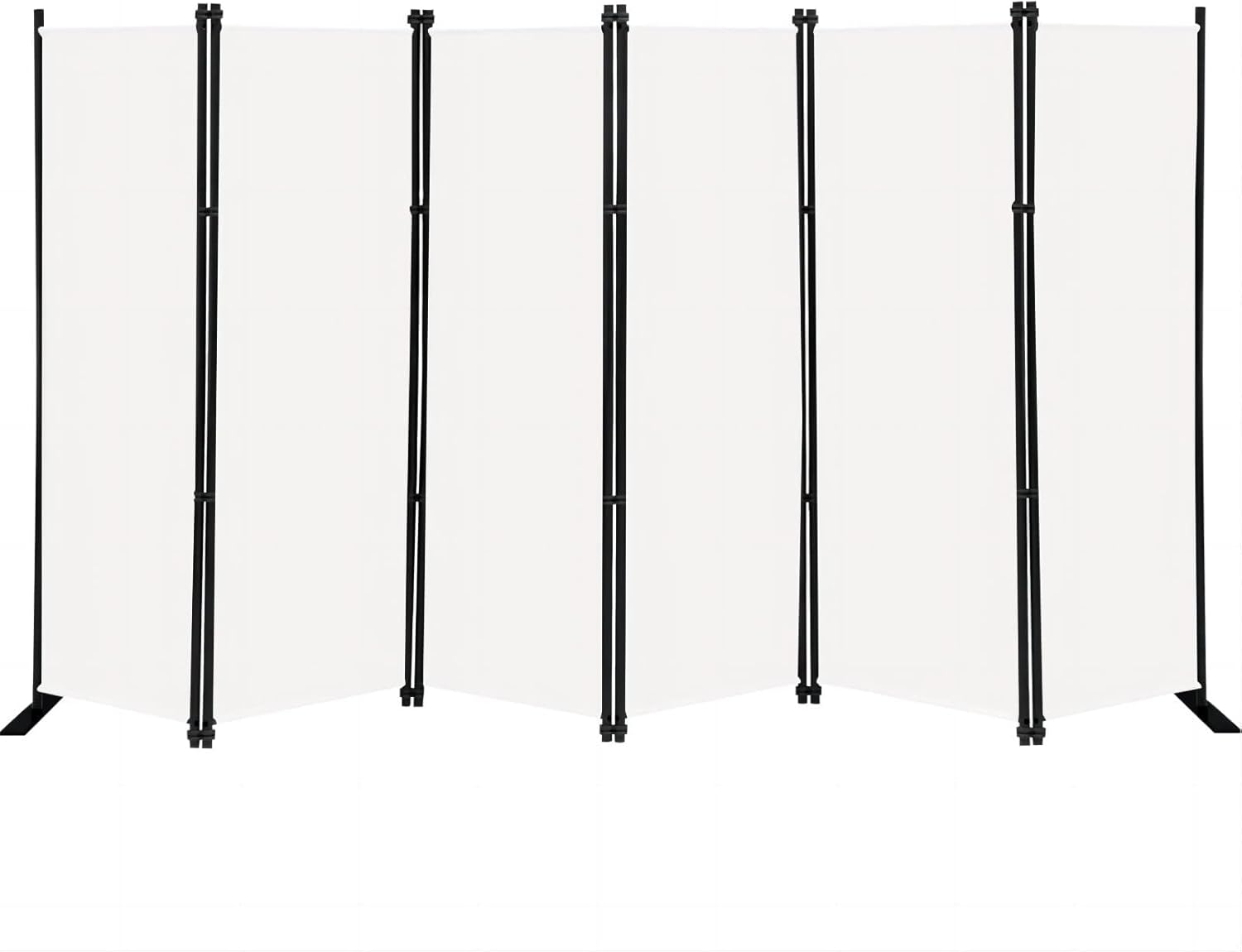 MAYOLIAH 6 Panel Folding Privacy Screen 9ft Wide, 6ft Tall Partition Room Divider Portable Office Walls Dividers Panel, White