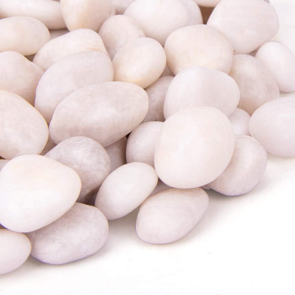 18 Pounds White Decorative Pebbles River Rock Aquarium Gravel,Garden Ornamental Pebbles, Natural Polished Decorative Gravel,White Decorative Stones,Decor Pebbles,Pebbles for Landscaping (White)