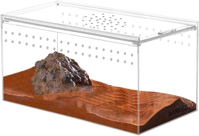 NANEEZOO Magnetic Acrylic Reptile Terrarium Enclosure, 8" x 4" x 4" Reptile Insect Breeding Box for Small Reptiles, Invertebrates, Mantis, Spider, Cricket, Tarantula