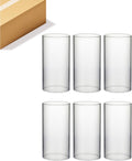 WGVI Hurricane Candle Holder Sleeve, Wide 4.7", Height 10", Clear Glass Cylinder Candleholder, Chimney Tube, Open Ended Candle Shade, 6 Pieces Bulk