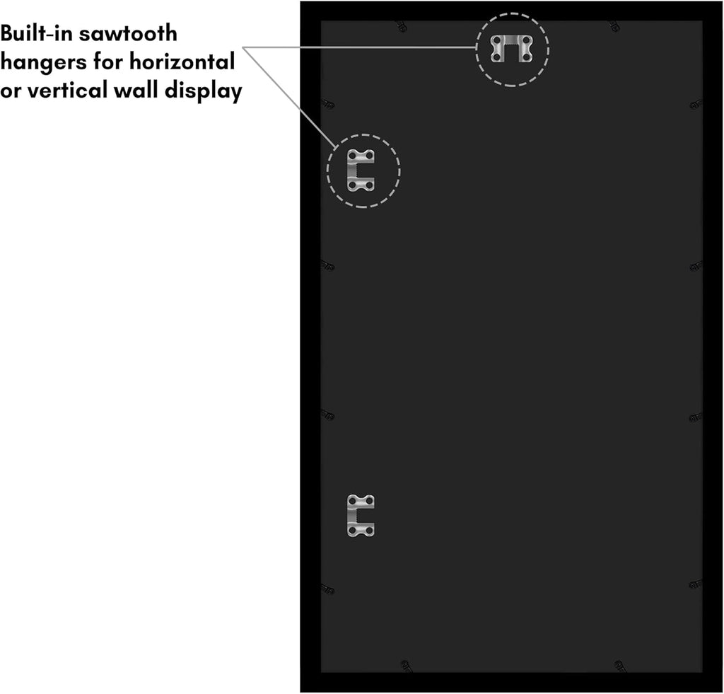 Americanflat 14x24 Poster Frame with Polished Plexiglass - Black Picture Frame - Wide Photo Frames Made of Engineered Wood for Vertical or Horizontal Wall Display - Epic Collection - Black