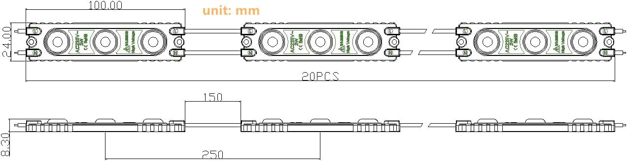 Q QINGCHEN 110V AC 3.0W LED Module 6500K White Decorative Light for Letter Sign Advertising Signs with Tape Adhesive Backside (80PCS Pack)