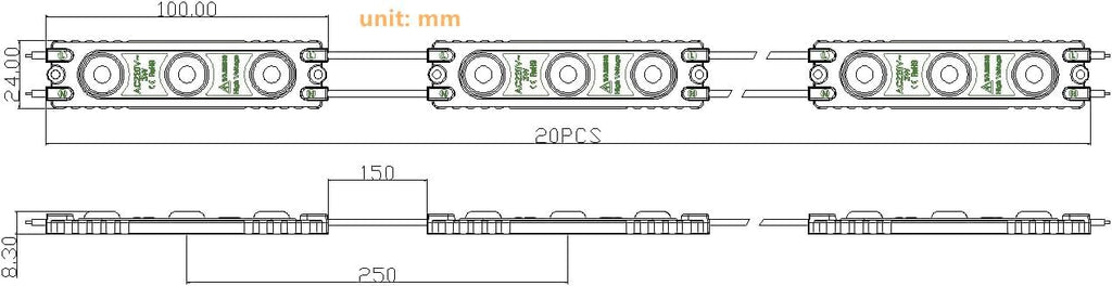 Q QINGCHEN 110V AC 3.0W Warm White LED Module Strip Light for Letter Sign Advertising Signs with Tape Adhesive Backside （80pcs Pack）