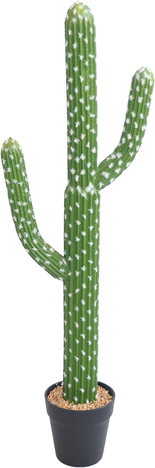 momoplant Artificial Cactus Succulent Plant, 34 Inch Tall Faux Fake Desert Cacti Plant with Black Planter for Home Garden Office Floor Decor