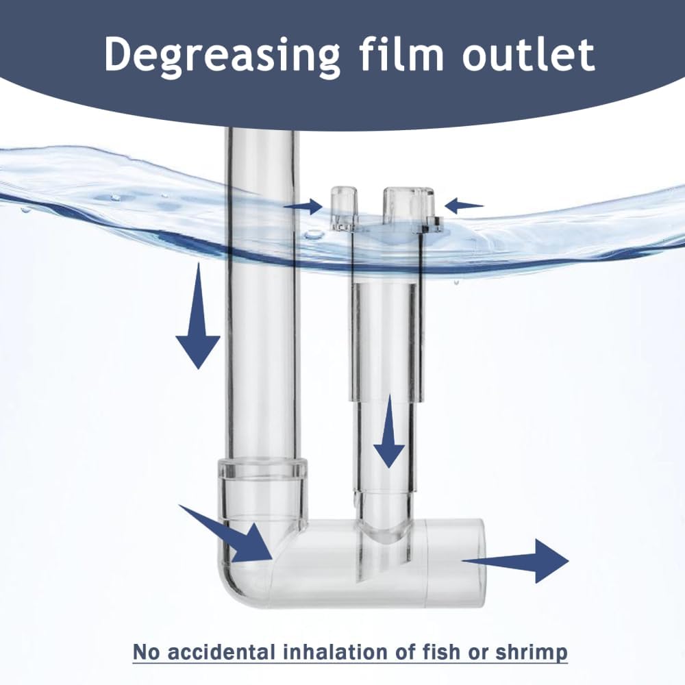 MiOYOOW Aquarium Surface Skimmer, Adjustable Planted Tank Oil Film Remover with Flared Outflow, Fish Tank Filter Accessory for Freshwater Saltwater Aquarium Tanks