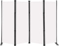 MAYOLIAH 4 Panel Room Divider Screen 6Ft Tall Foldable Privacy Dividers Indoor Wall Partition Room Separator White