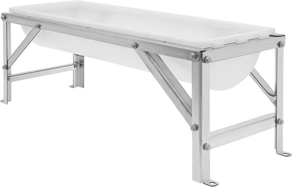 39.4" Long Feeding Trough, 9.3 Gal Livestock Trough Galvanized Sheet Feeder Trough for Horse Goat Sheep Cattle Cow Alpaca (White)